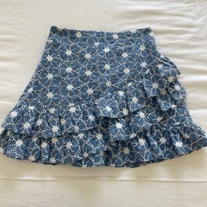 Blue floral eyelet skirt